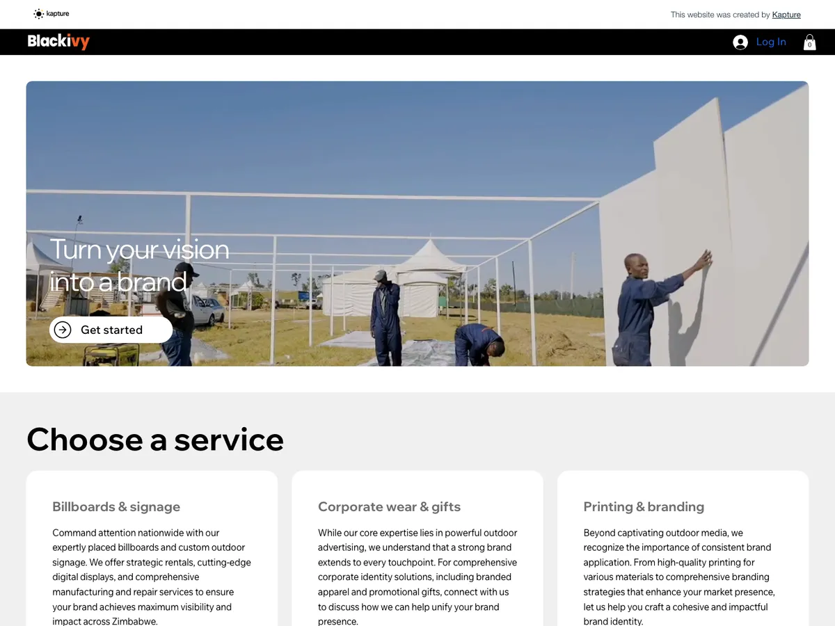 The Black Ivy website: turn your vision into a brand