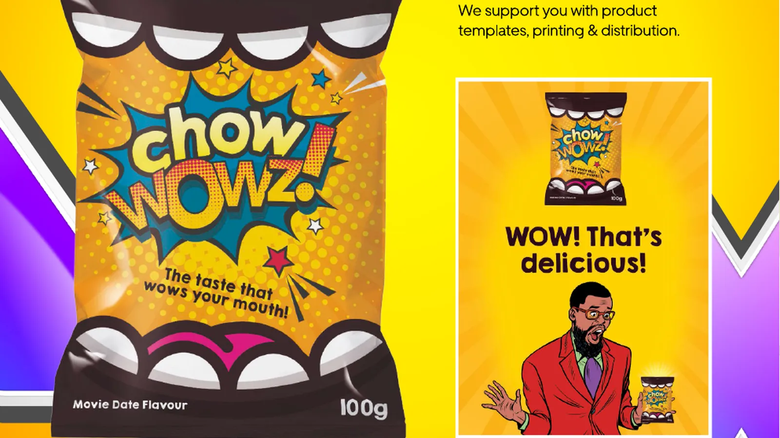 Chow Wowz snack pack and advert