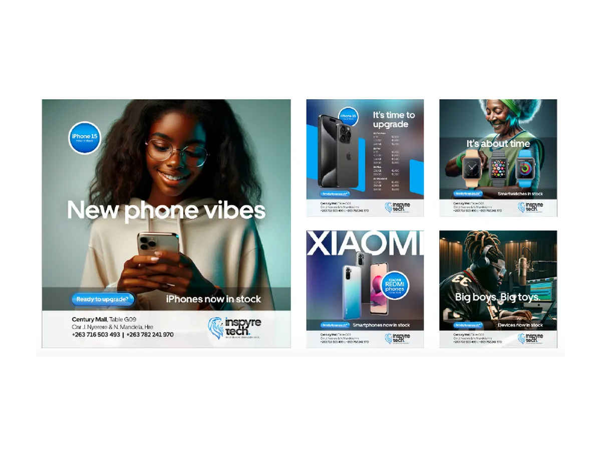 Phone and gadget adverts for Inspyre Tech