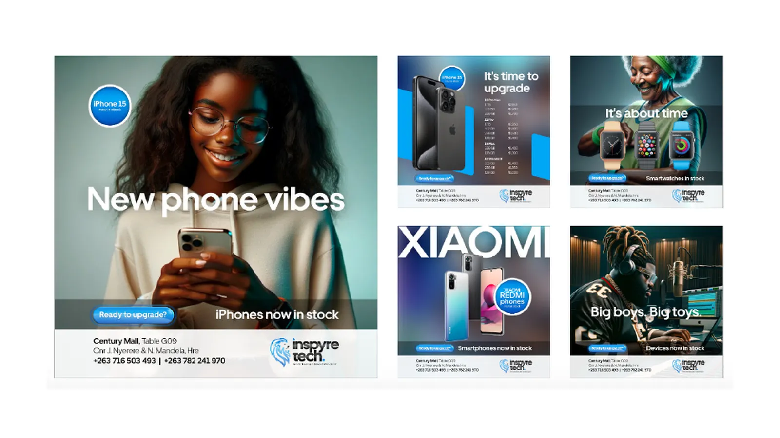 Phone and gadget adverts for Inspyre Tech