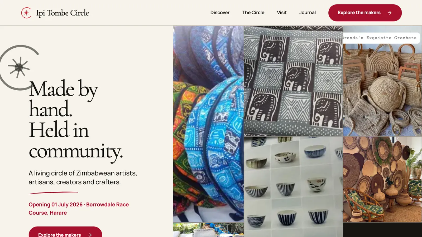 The Ipi Tombe Circle website: Made by hand. Held in community.