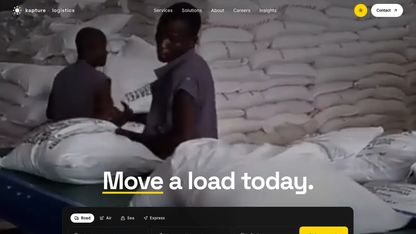 The kapture Logistics website