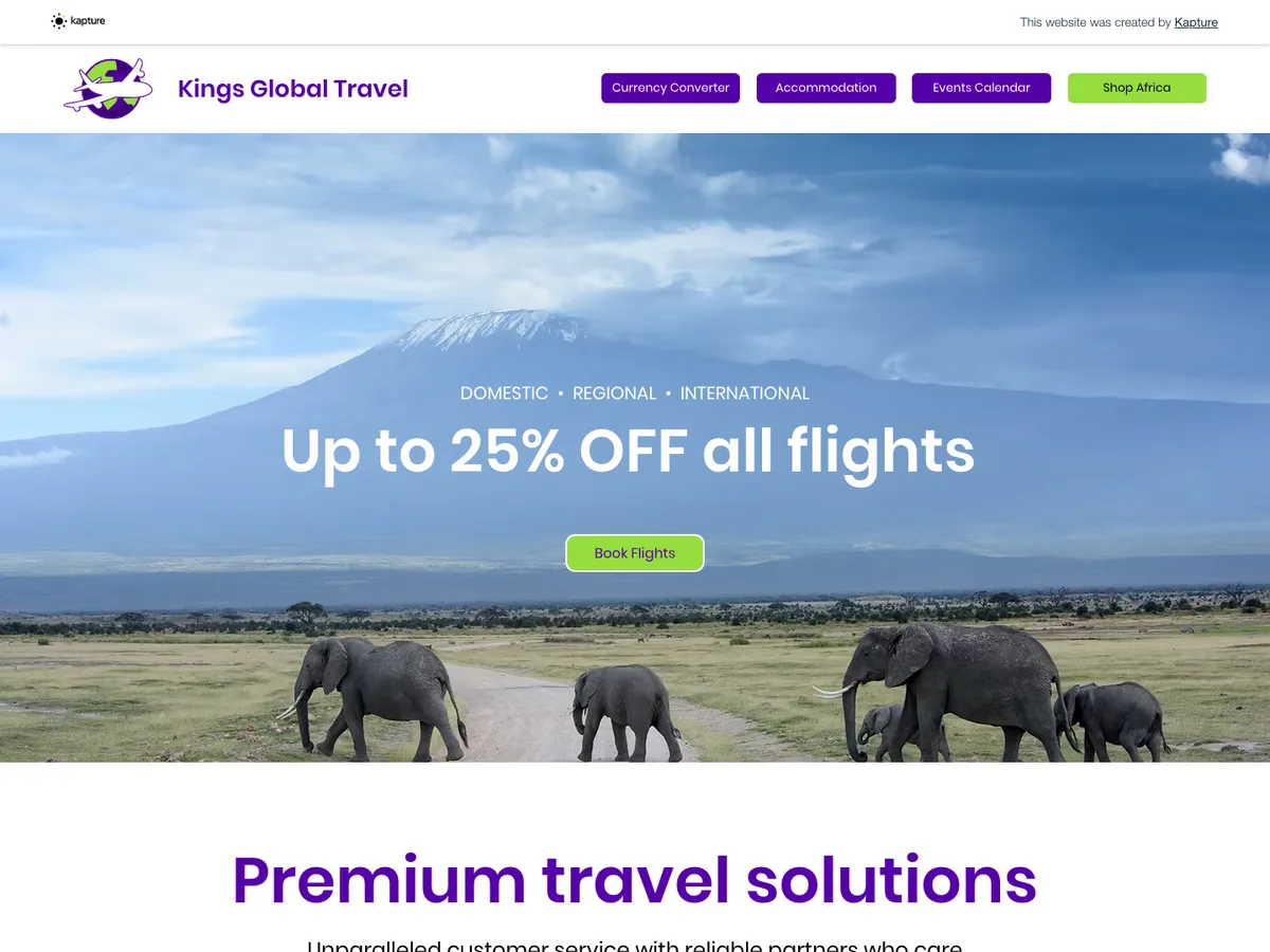 The Kings Global Travel website