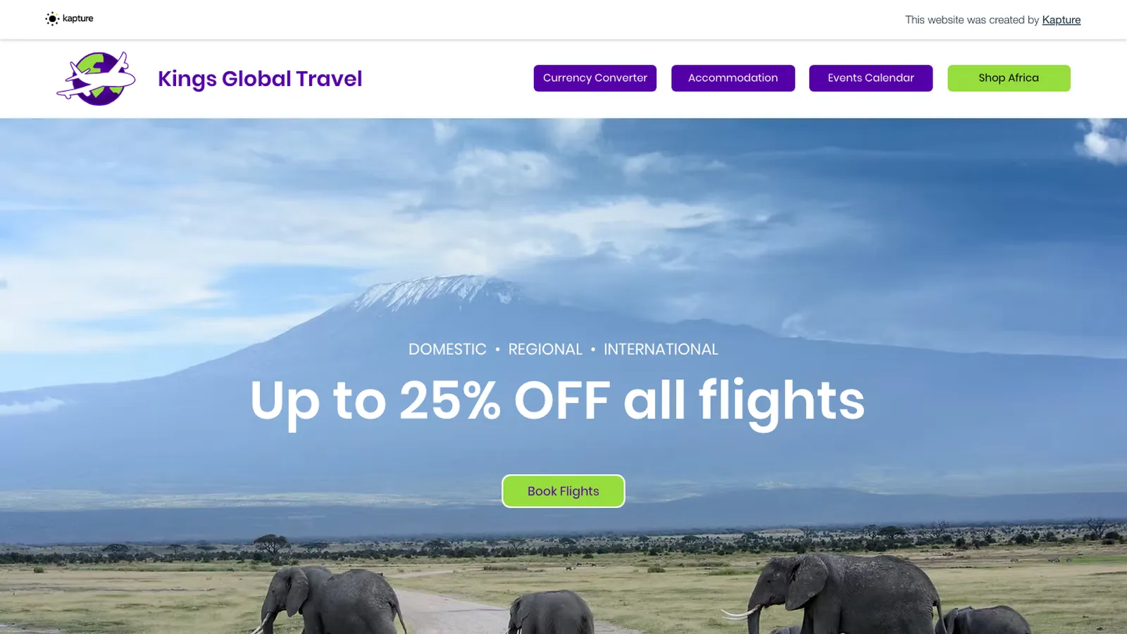 The Kings Global Travel website