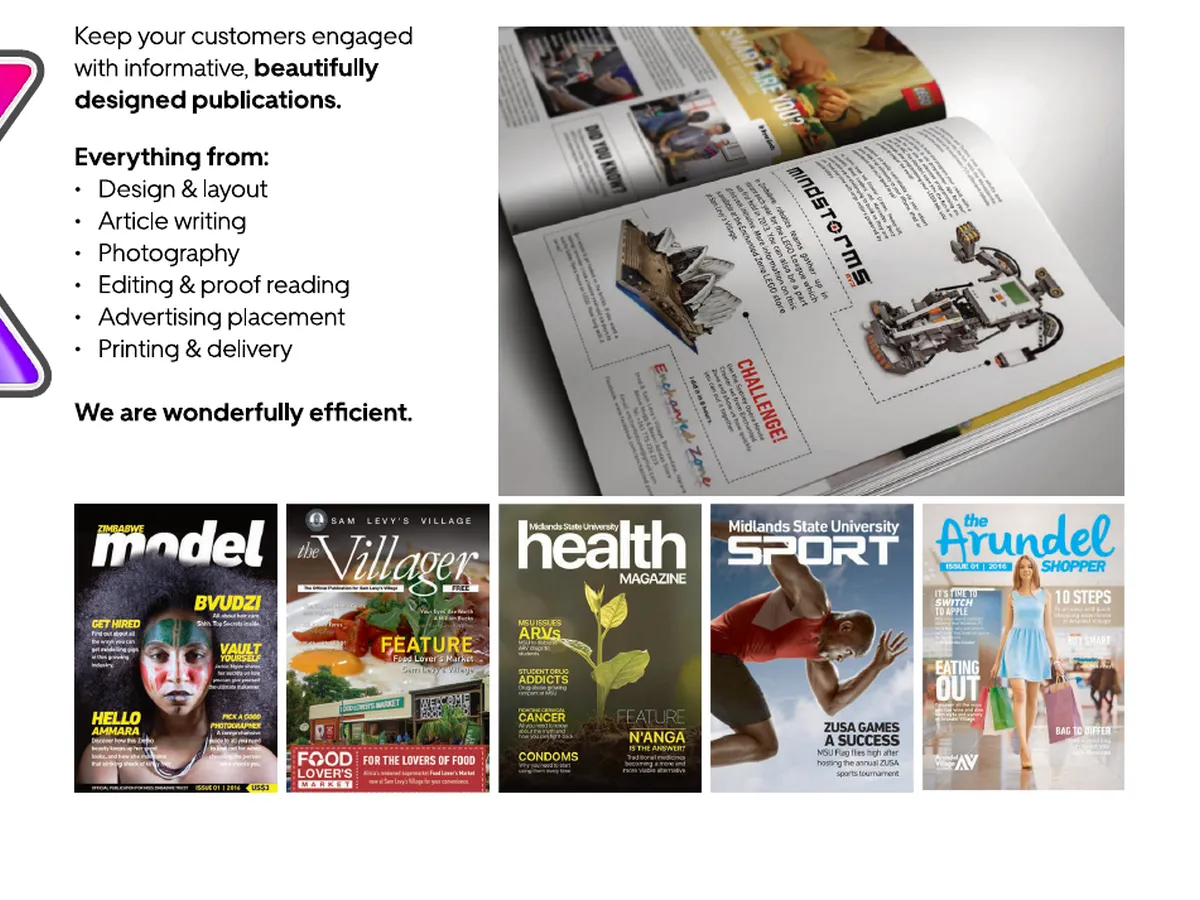 A magazine spread and covers designed by kapture