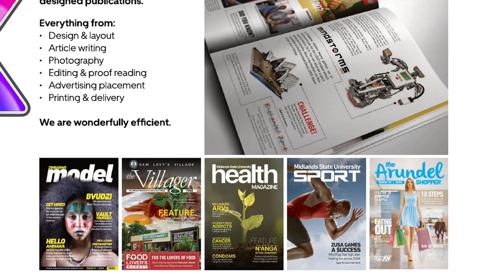 A magazine spread and covers designed by kapture