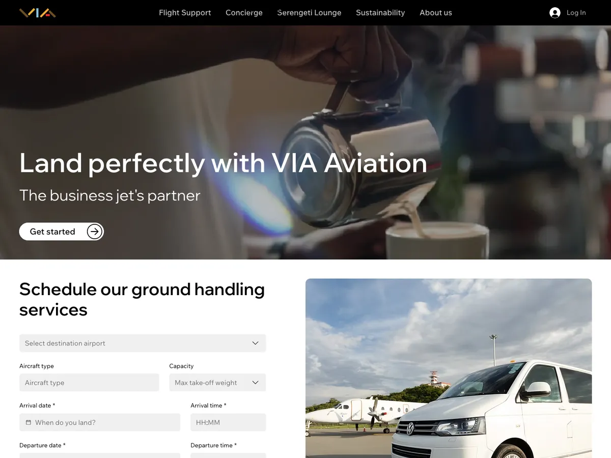 The VIA Aviation website